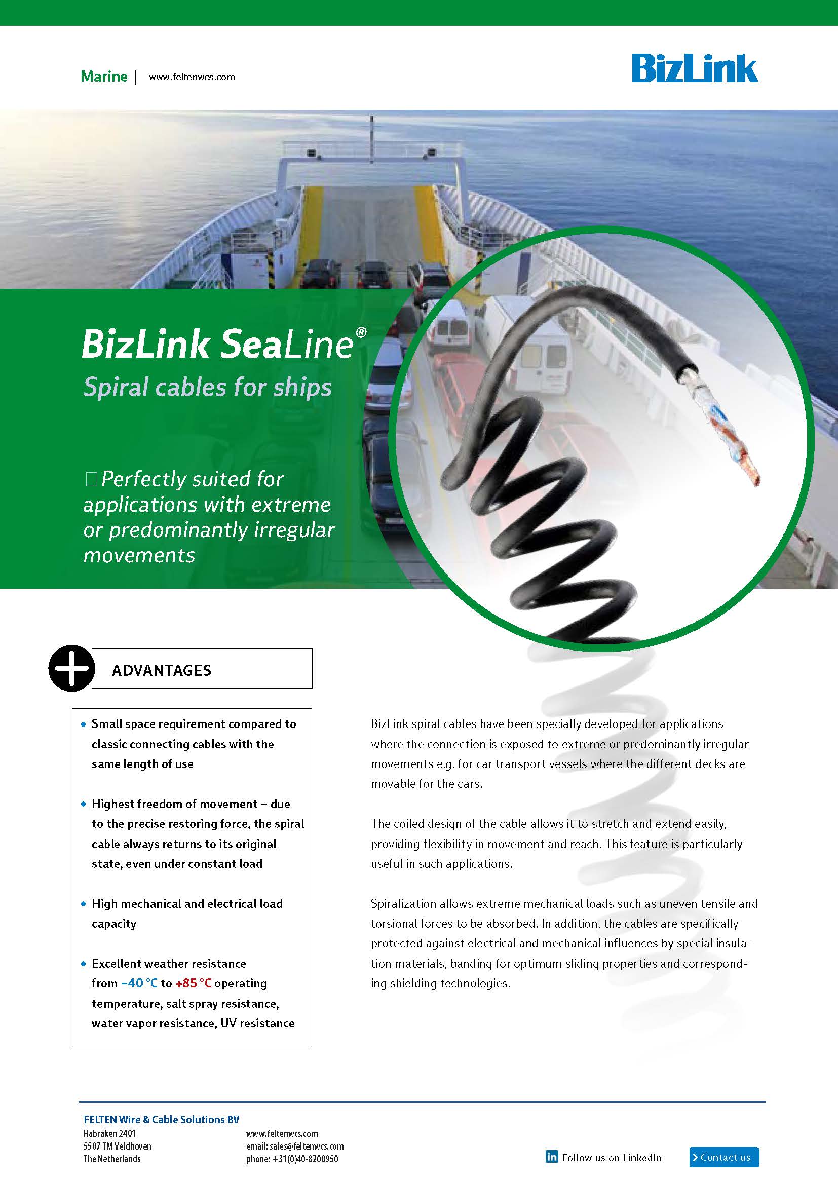 Bizlink Sealine Spiral cables for ships