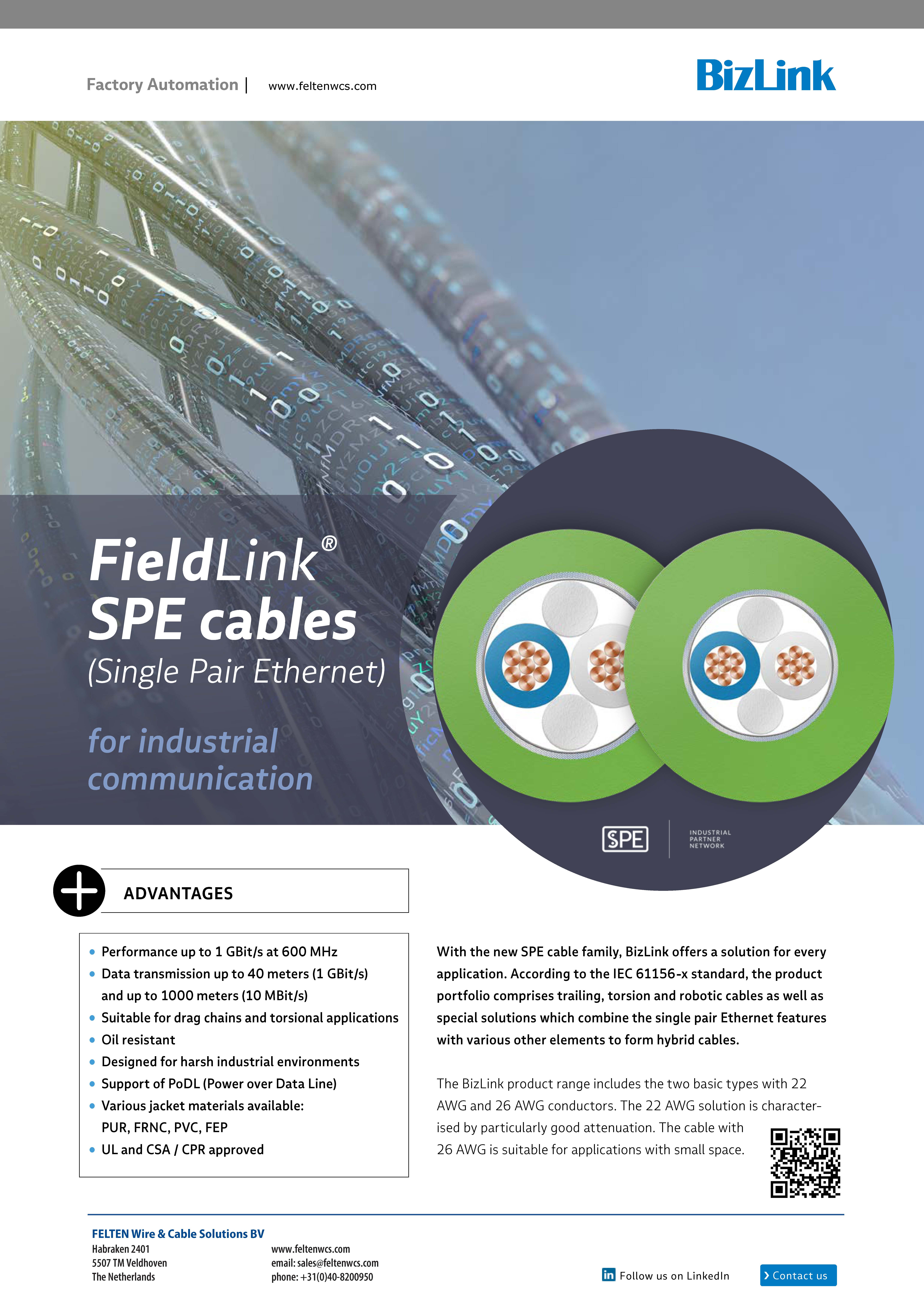Fieldlink SPE cables Single Pair Ethernet
