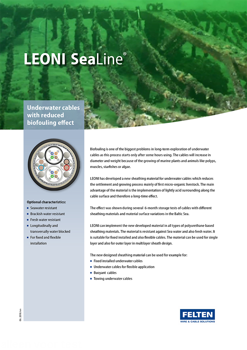 Leoni Felten Sealine underwater cables for biofouling