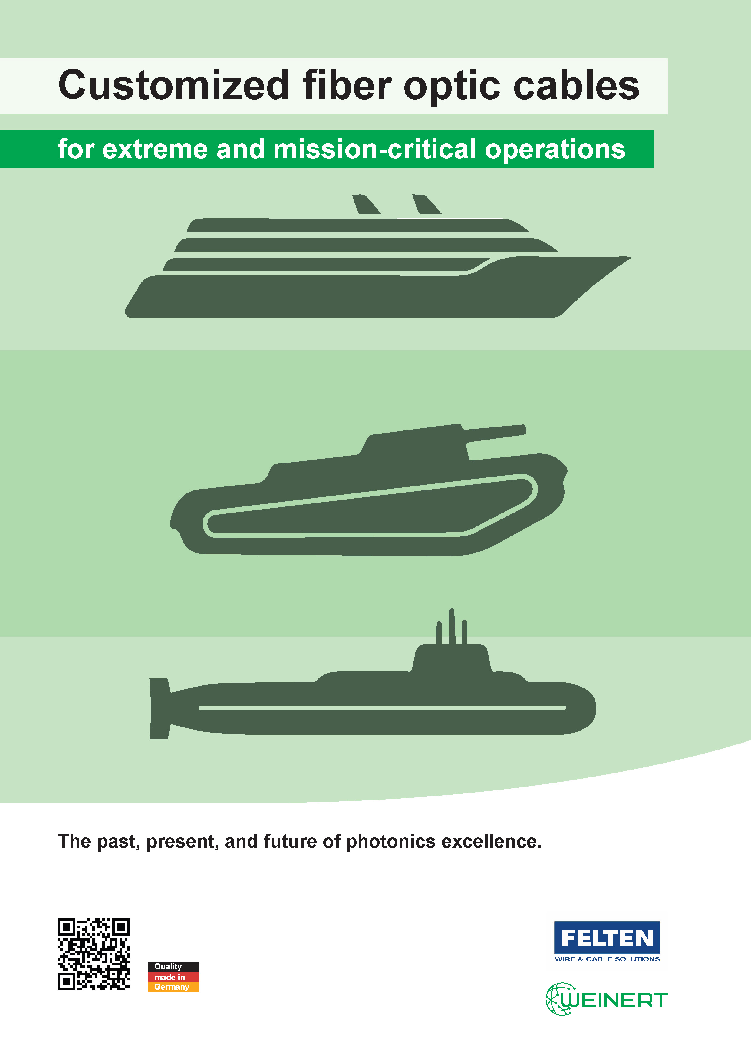 Weinert productcatalogus met glasvezelkabels voor defensie en marine & offshore